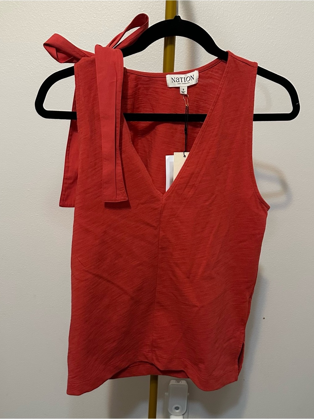 Nation LTD Coral Red V-Neck Tie-Shoulder Camisole